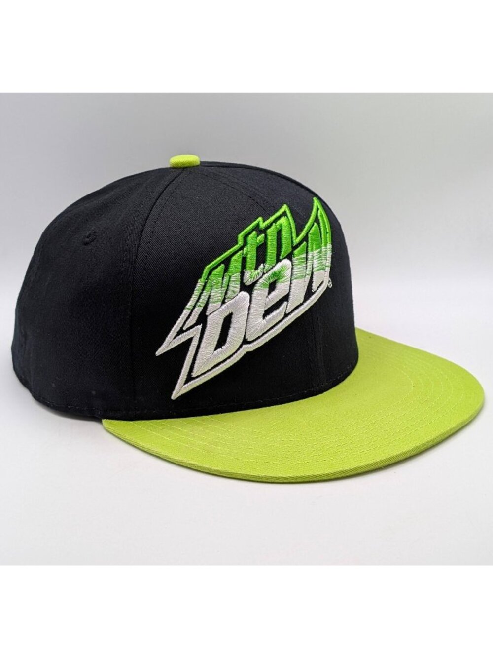 Mountain Dew Mtn Hat Cap Snapback Black Green 2014 Pepsico Flat Bill Retro Soda
